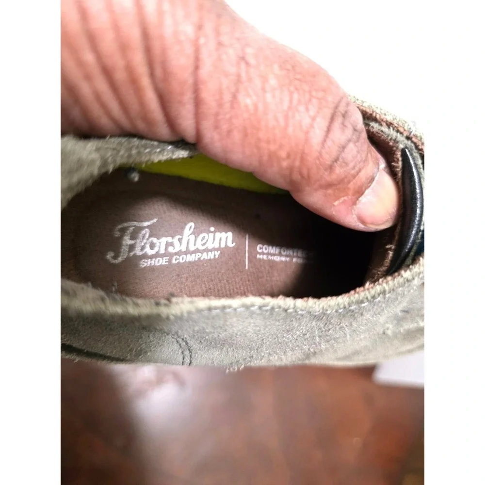 Florsheim Boys Gray Suede Granp Core Dressing Shoes With Blue‎ Laces Size 1